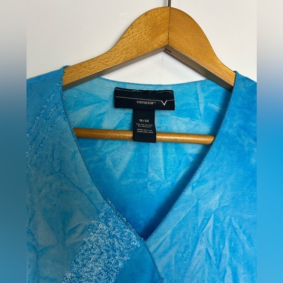 Y2K Venezia 3/4 Sleeve Stretch Blouse top Blue plus 18/20 fairy comfortable - Picture 8 of 10